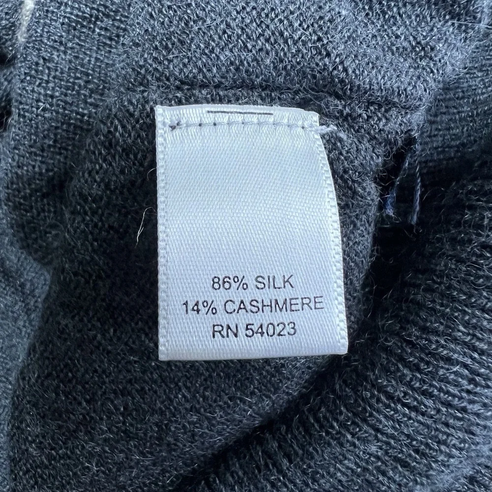 Banana Republic Sweater Mens XL Grey Brown Argyle Silk Cashmere Blend‎ V Neck